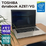 TOSHIBA  dynabook AZ67/VG 17.3" Windows10 Pro Intel Core i7-6500U 2.50GHz 2.60GHz 16GB HDD1TB m[gPC eL[ DVD}` ݑ[N CN [Nwi]